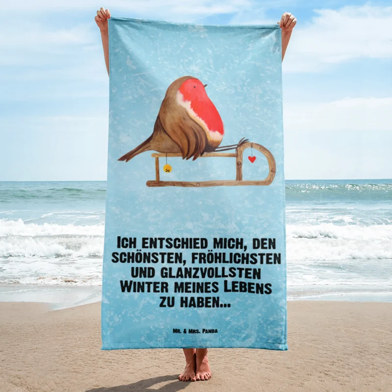 XL Badehandtuch Rotkehlchen Schlitten