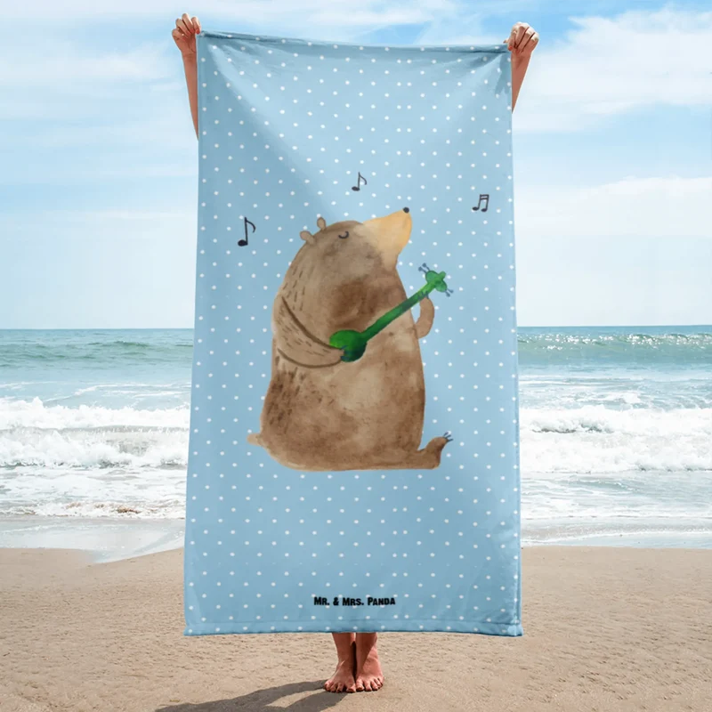 XL Badehandtuch Bär Gitarre