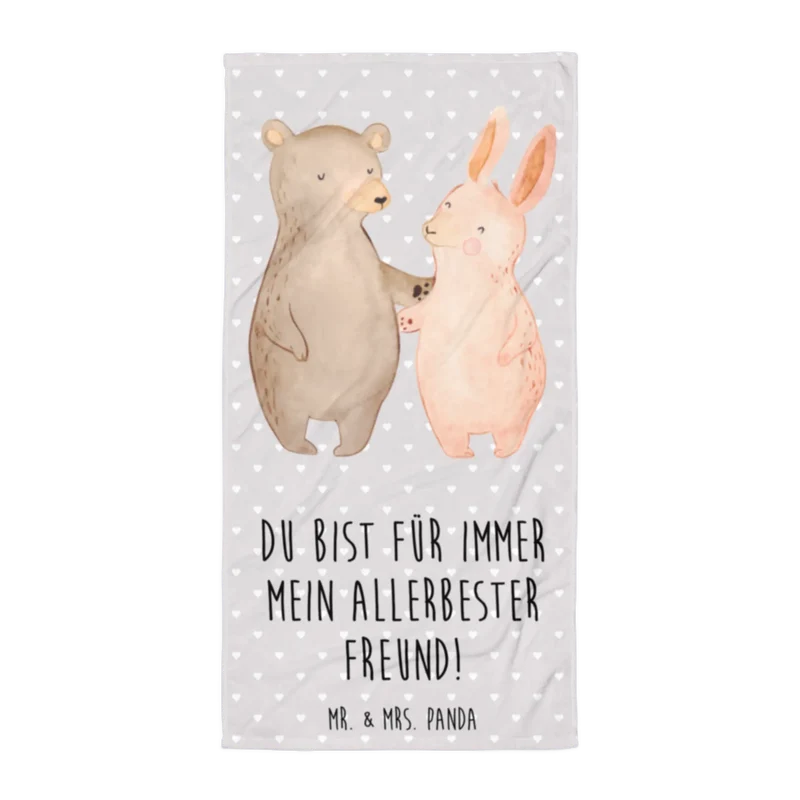 XL Badehandtuch Bär und Hase Umarmen