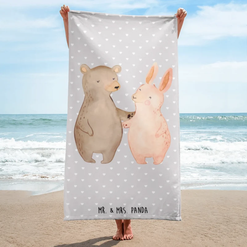 XL Badehandtuch Bär und Hase Umarmen