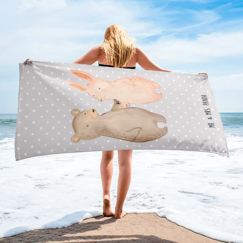 XL Badehandtuch Bär und Hase Umarmen