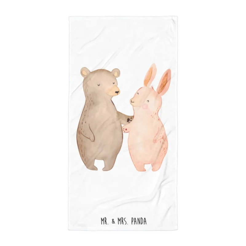 XL Badehandtuch Bär und Hase Umarmen