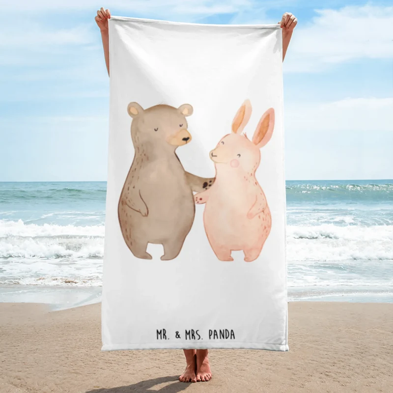 XL Badehandtuch Bär und Hase Umarmen