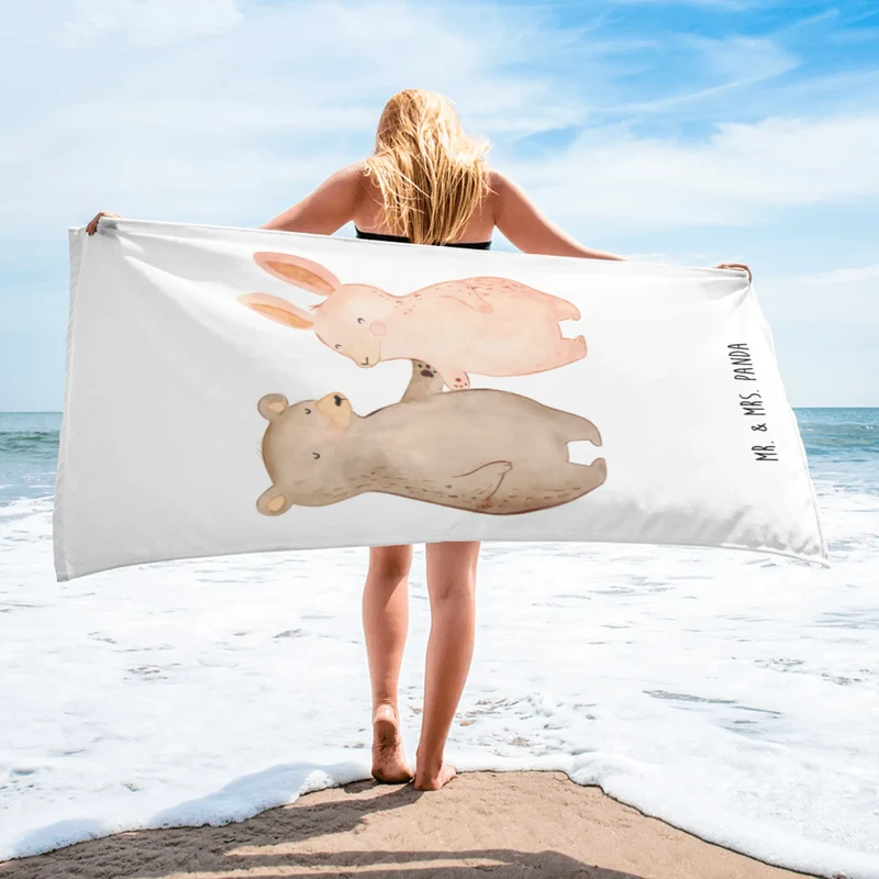 XL Badehandtuch Bär und Hase Umarmen