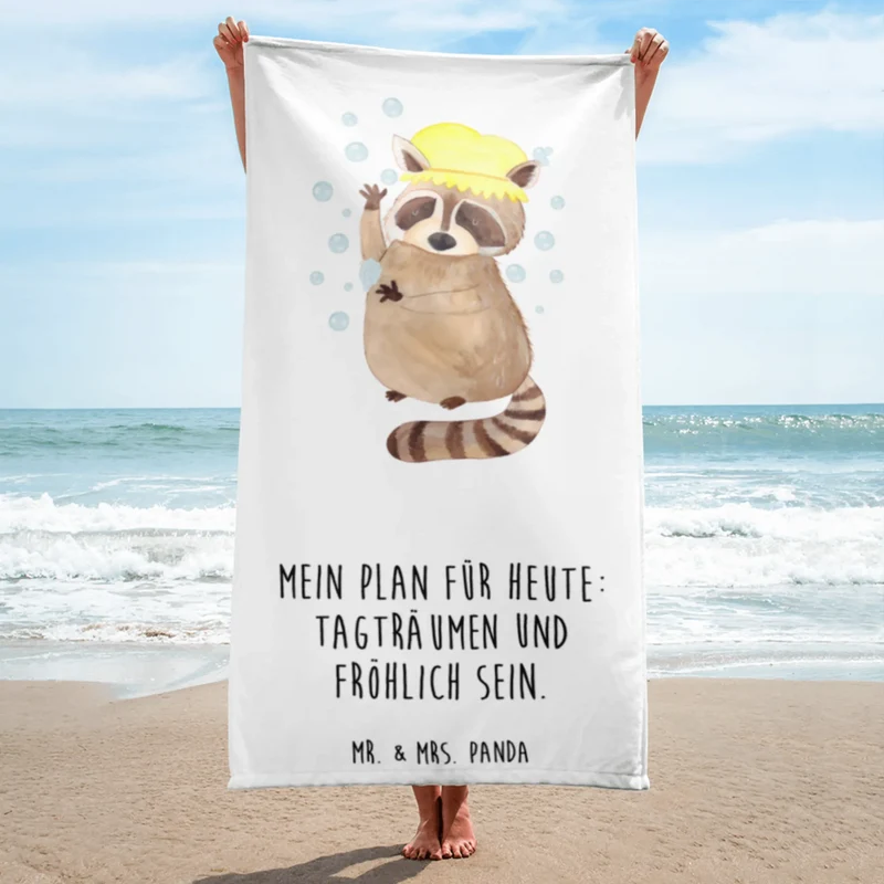 XL Badehandtuch Waschbär