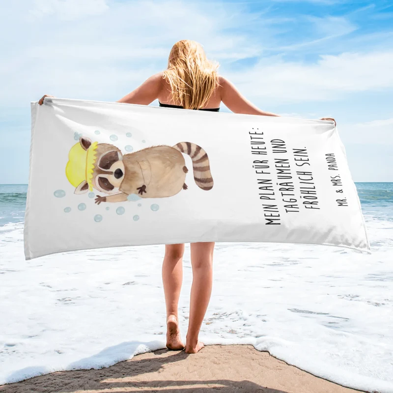 XL Badehandtuch Waschbär