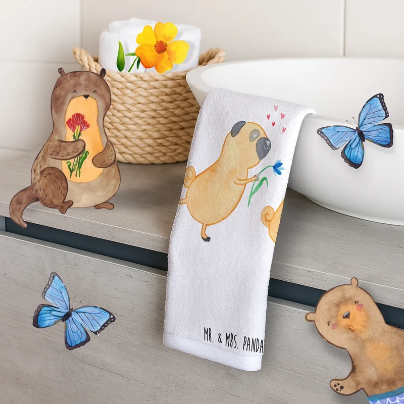 Gästehandtuch Mops Verliebt