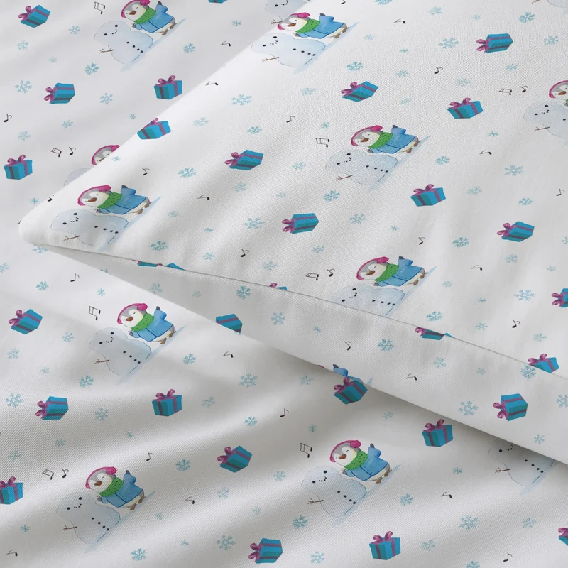 Bettwäsche Pinguin Schneemann bauen Muster