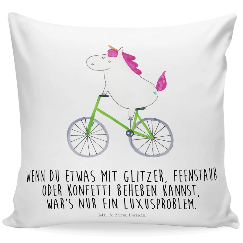 40x40 Kissen Einhorn Radfahrer