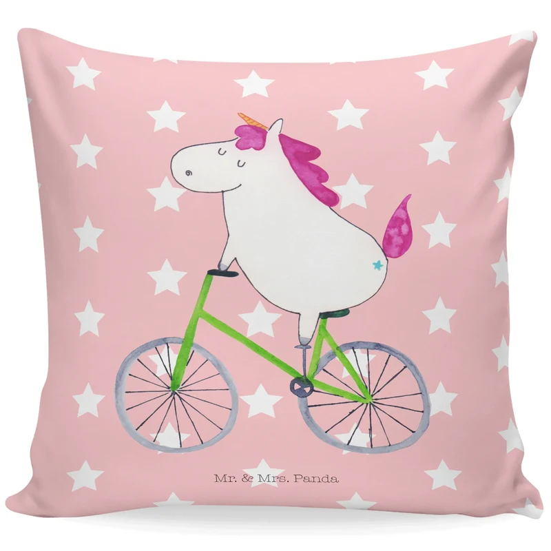 40x40 Kissen Einhorn Radfahrer