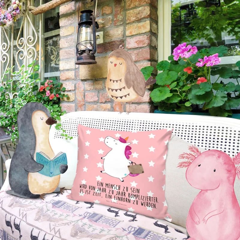 40x40 Kissen Einhorn Koffer