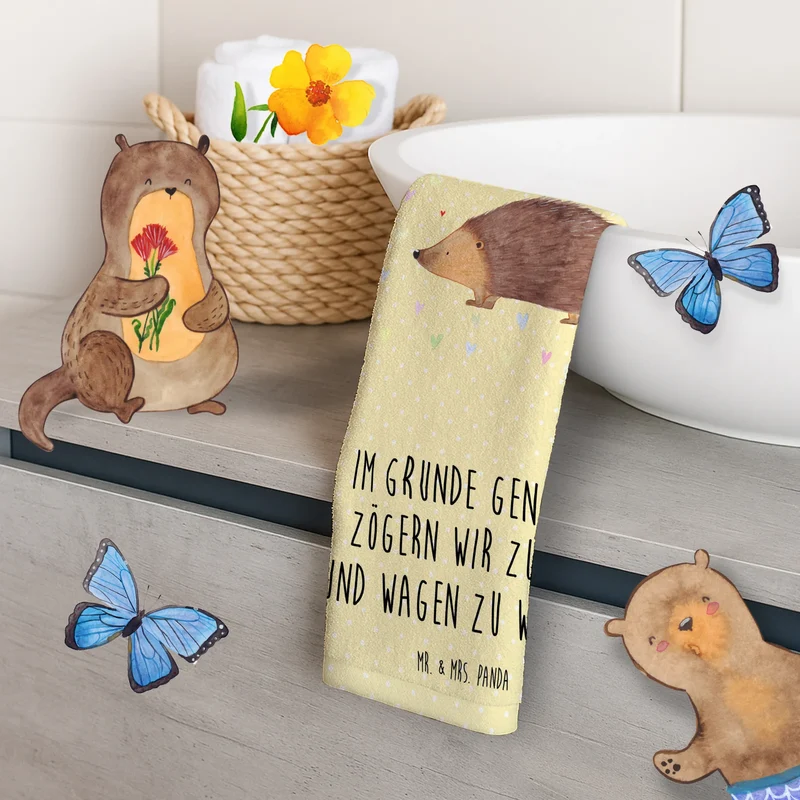 Gästehandtuch Igel Herzen