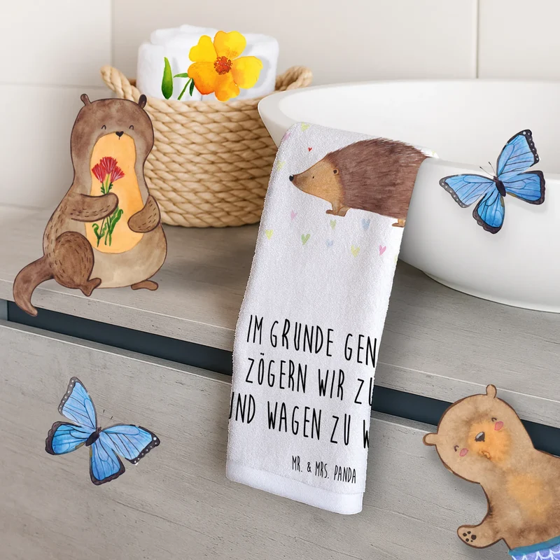 Gästehandtuch Igel Herzen