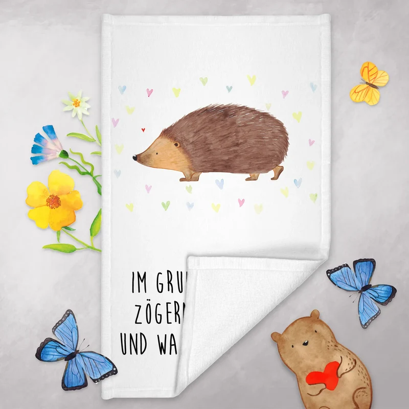 Gästehandtuch Igel Herzen