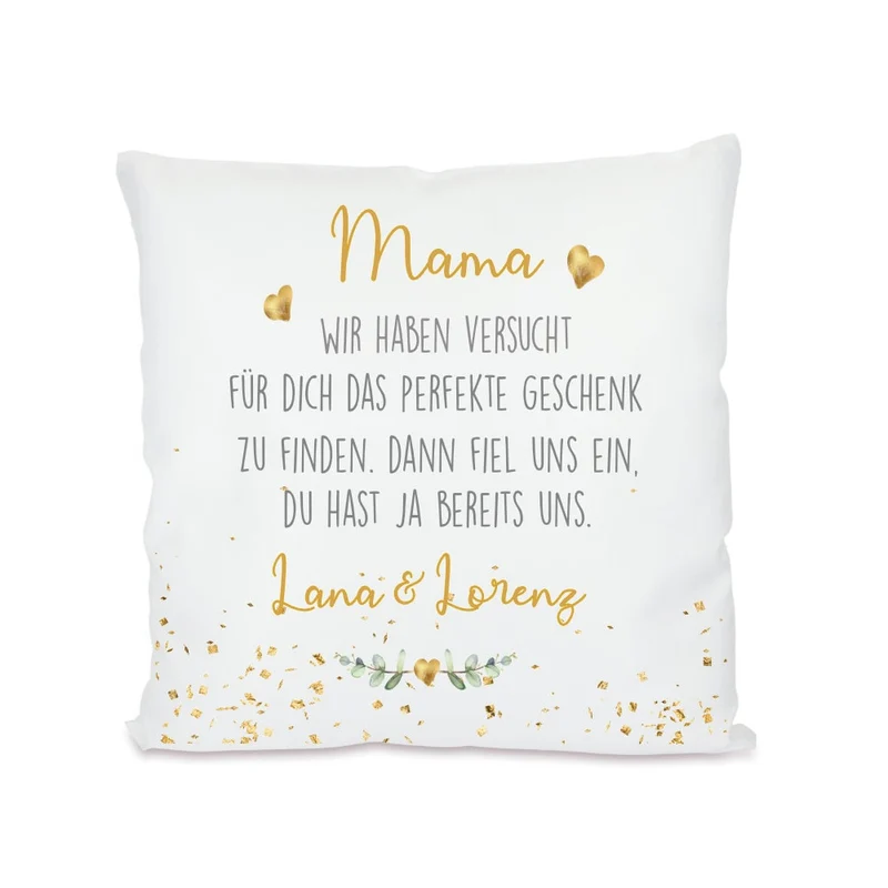 Kissen mit Spruch "Mama, wir haben versucht..." | Personalisiertes Geschenk für Mütter | 4 Motivvarianten zur Auswahl