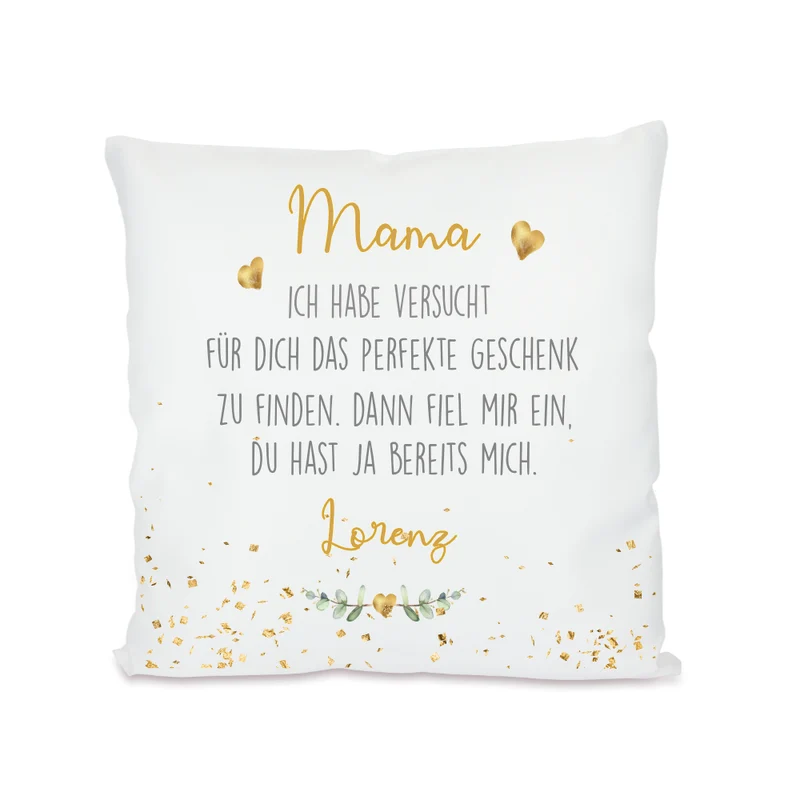 Kissen mit Spruch "Mama, wir haben versucht..." | Personalisiertes Geschenk für Mütter | 4 Motivvarianten zur Auswahl