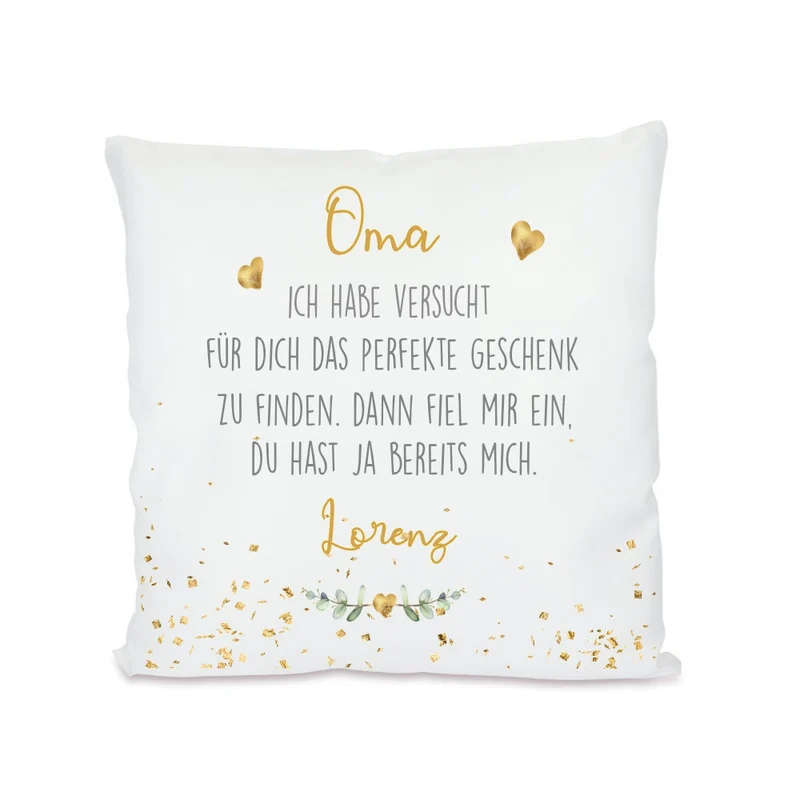 Personalisiertes Kissen mit Spruch "Opa, wir haben versucht..." | Kreative Geschenkidee für den Großvater mit Namen der Enkelkinder | 4 Motivvarianten zur Auswahl
