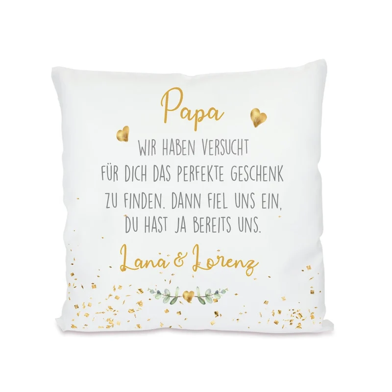 Personalisiertes Kissen mit Spruch "Opa, wir haben versucht..." | Kreative Geschenkidee für den Großvater mit Namen der Enkelkinder | 4 Motivvarianten zur Auswahl