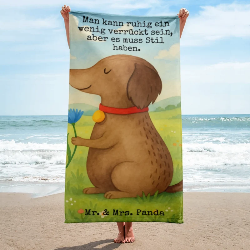 XL Badehandtuch Hund Blume Design