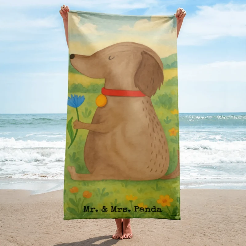 XL Badehandtuch Hund Blume Design
