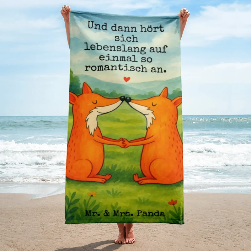 XL Badehandtuch Füchse Liebe Design