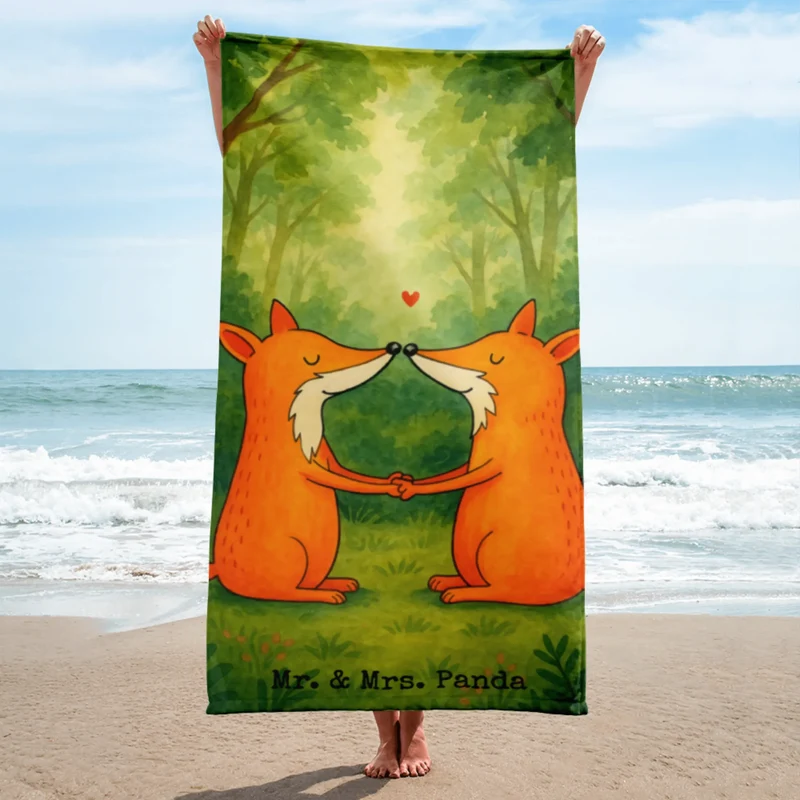 XL Badehandtuch Füchse Liebe Design