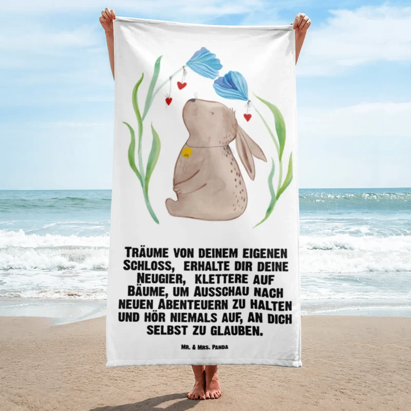 XL Badehandtuch Hase Blume
