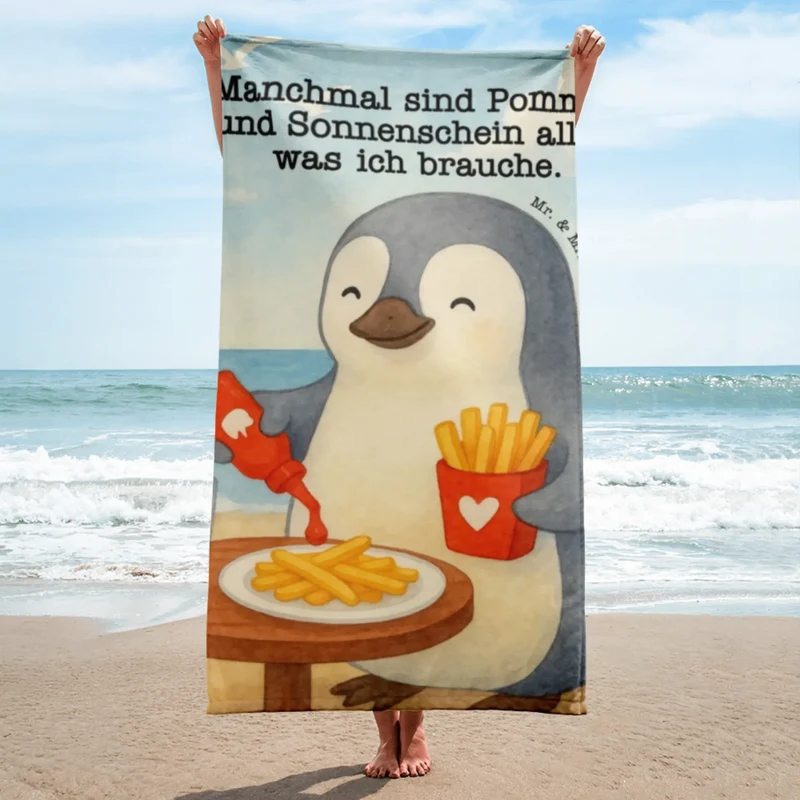 XL Badehandtuch Pinguin Pommes Design
