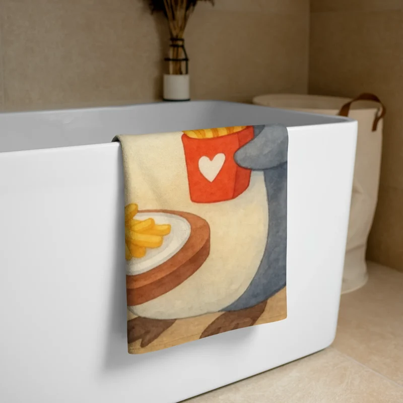 XL Badehandtuch Pinguin Pommes Design