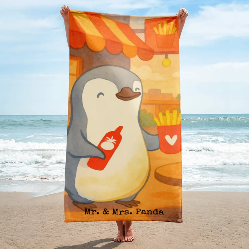 XL Badehandtuch Pinguin Pommes Design