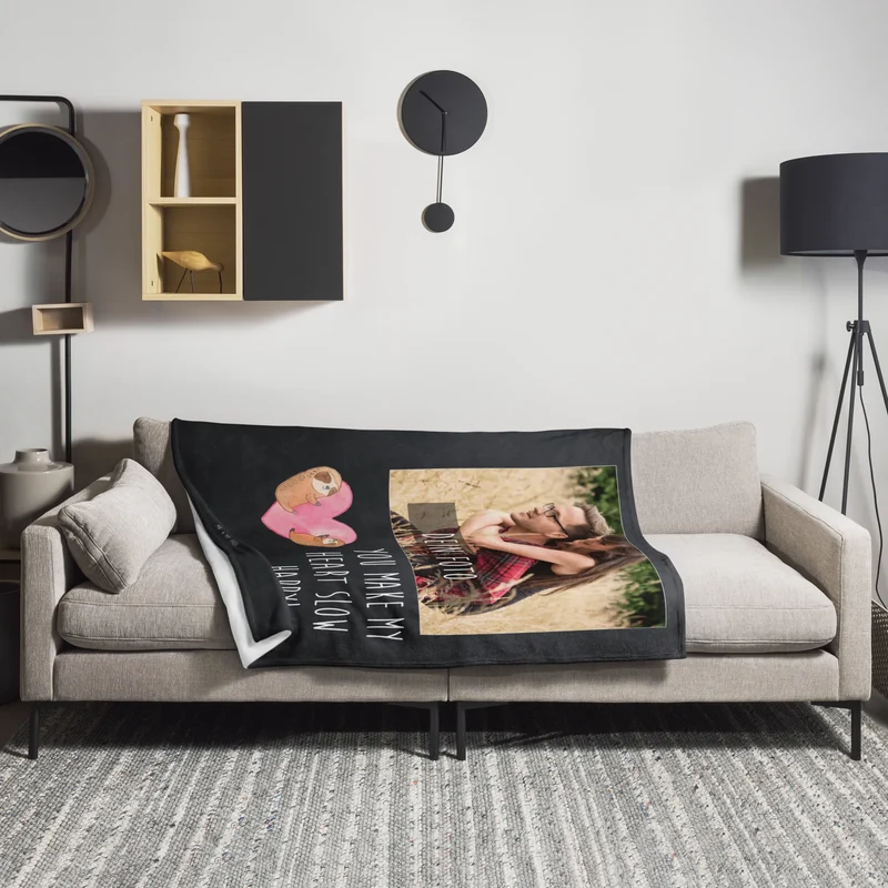 Personalisierte Foto Decke Faultiere Herz