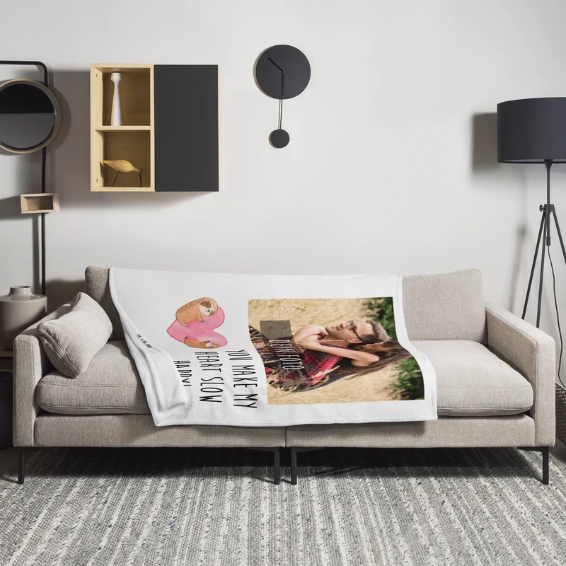 Personalisierte Foto Decke Faultiere Herz