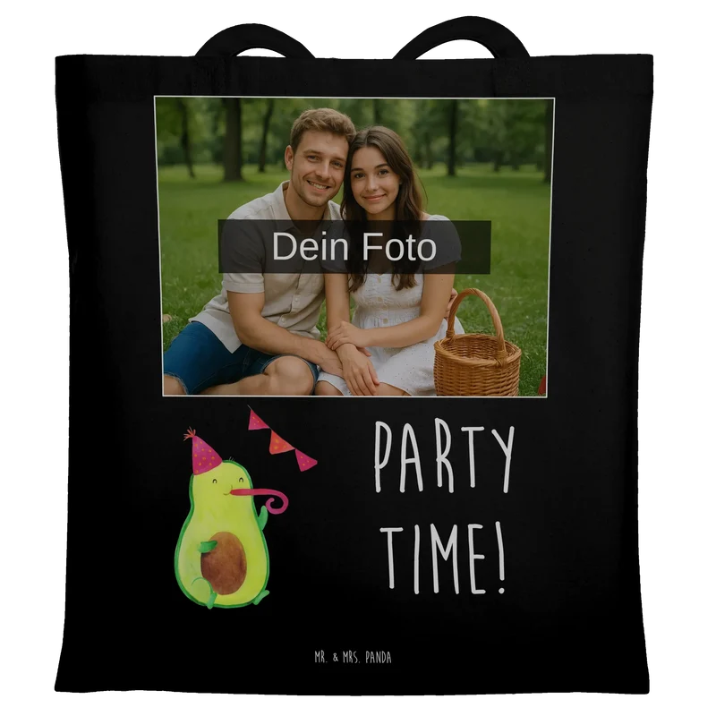 Personalisierte Foto Tragetasche Avocado Party Zeit