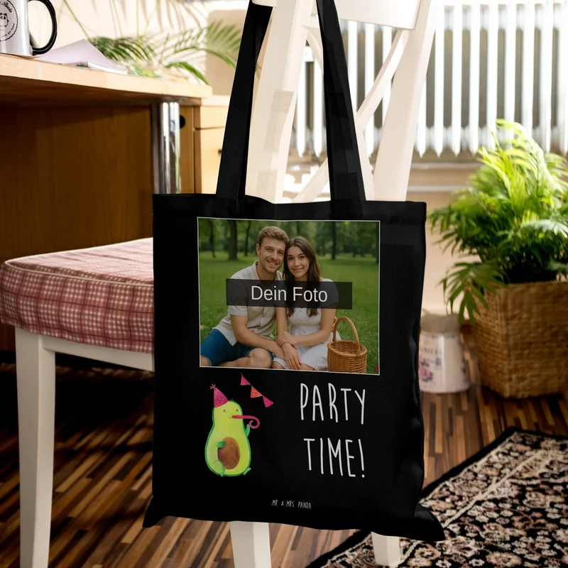 Personalisierte Foto Tragetasche Avocado Party Zeit