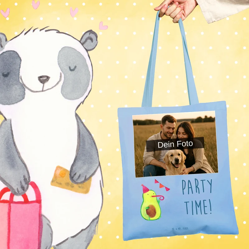Personalisierte Foto Tragetasche Avocado Party Zeit