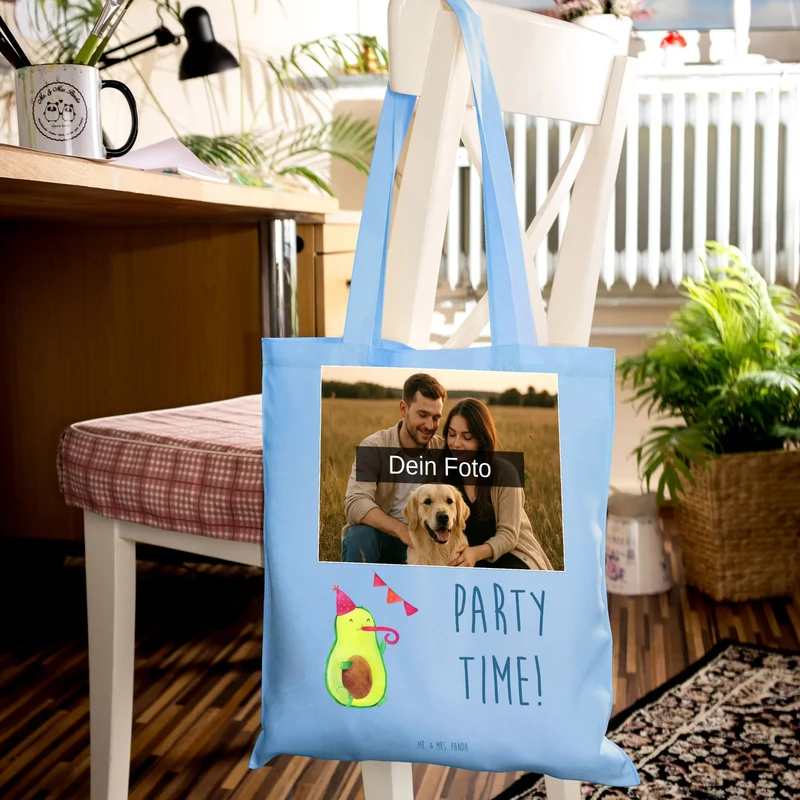 Personalisierte Foto Tragetasche Avocado Party Zeit