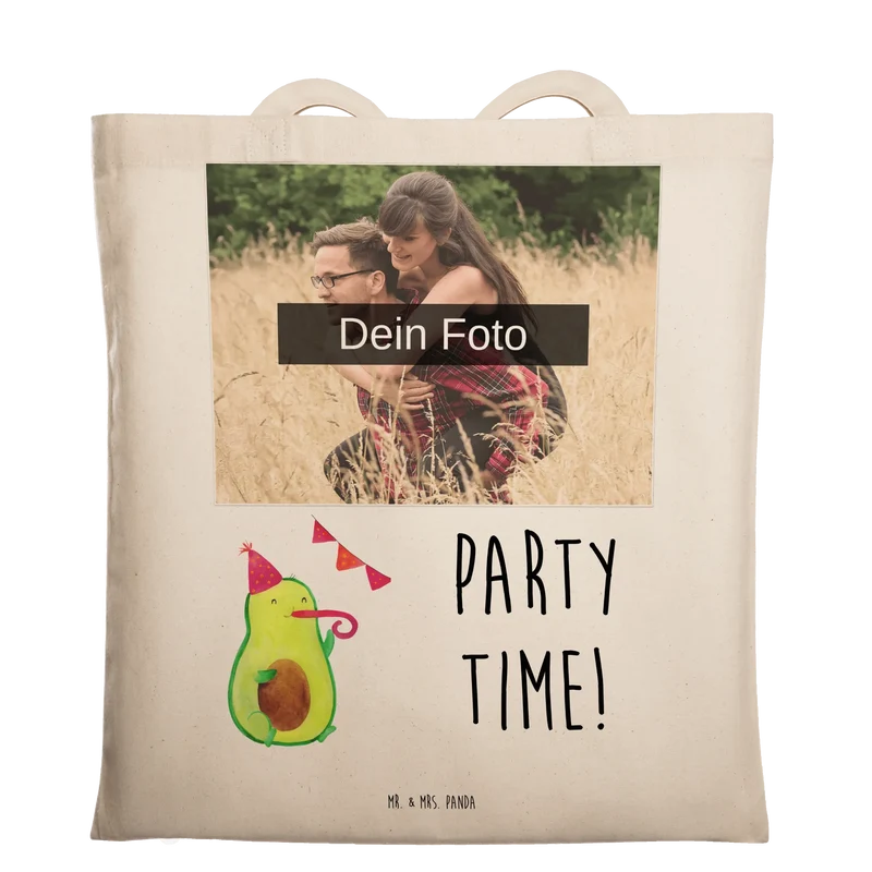 Personalisierte Foto Tragetasche Avocado Party Zeit