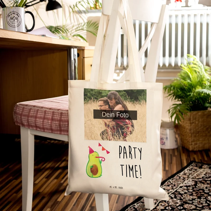 Personalisierte Foto Tragetasche Avocado Party Zeit