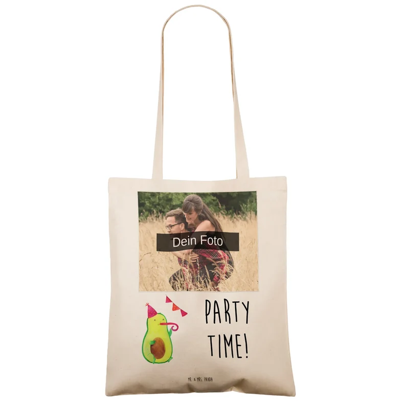 Personalisierte Foto Tragetasche Avocado Party Zeit
