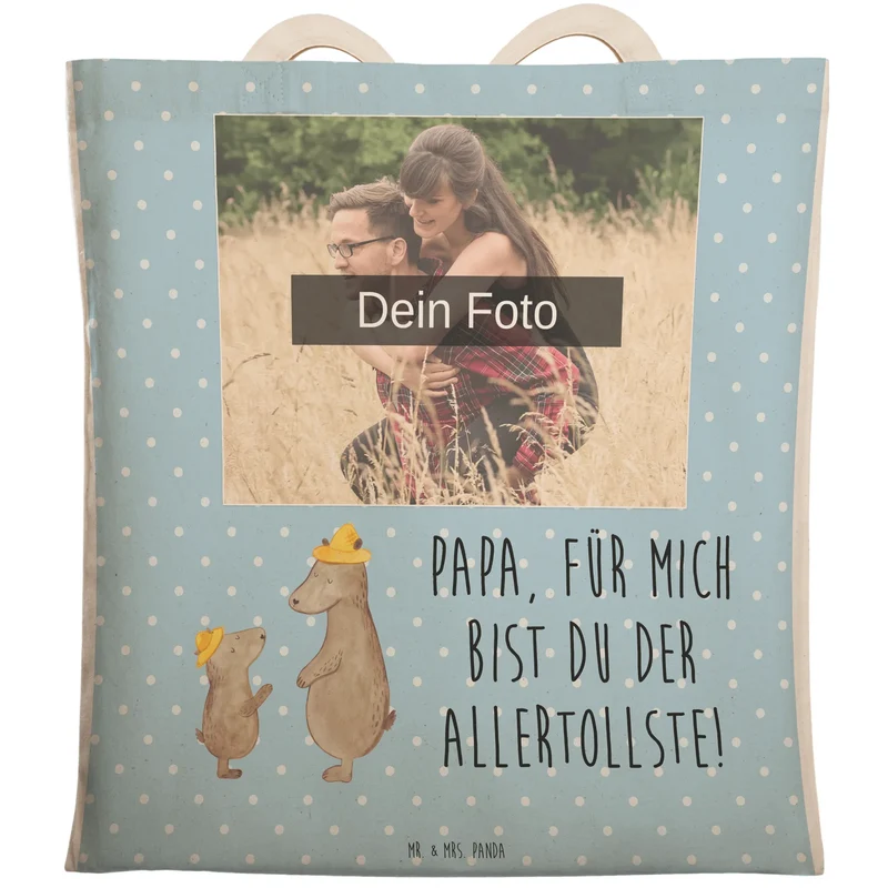 Personalisierte Foto Einkaufstasche Bären mit Hut