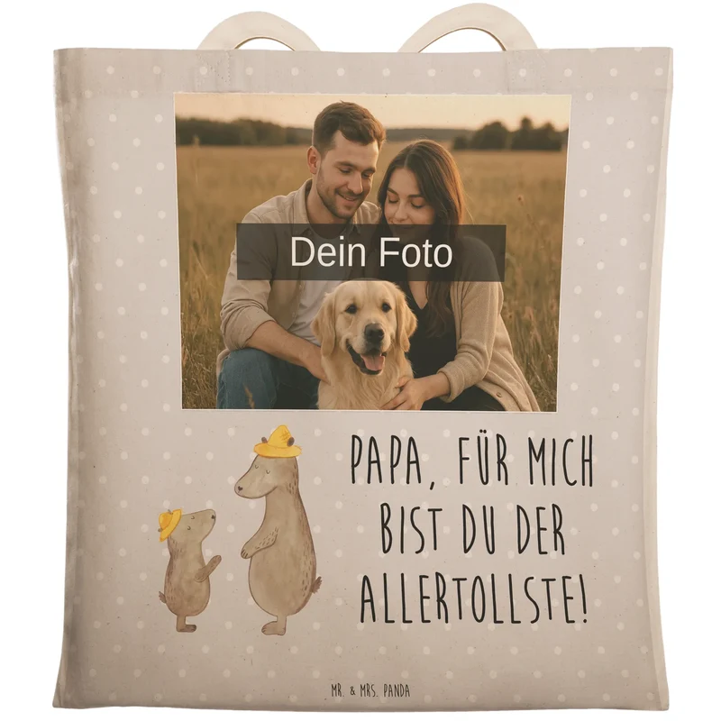 Personalisierte Foto Einkaufstasche Bären mit Hut