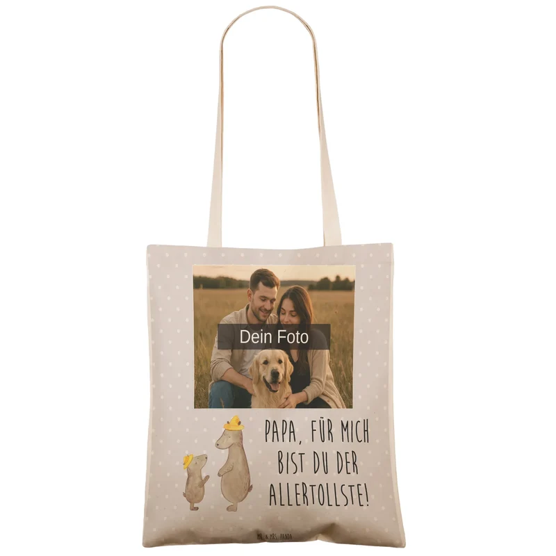 Personalisierte Foto Einkaufstasche Bären mit Hut