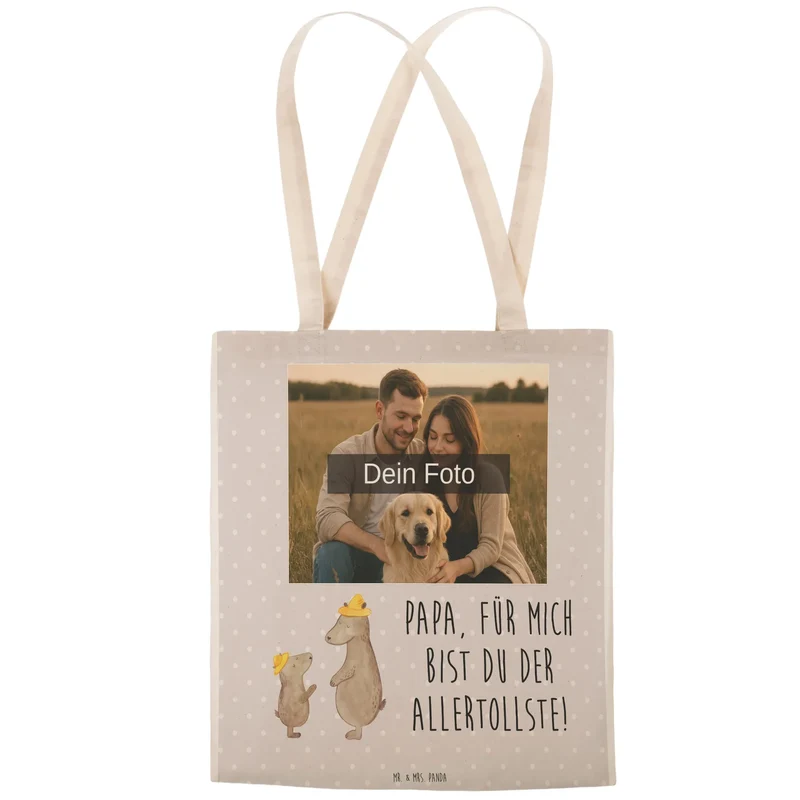 Personalisierte Foto Einkaufstasche Bären mit Hut