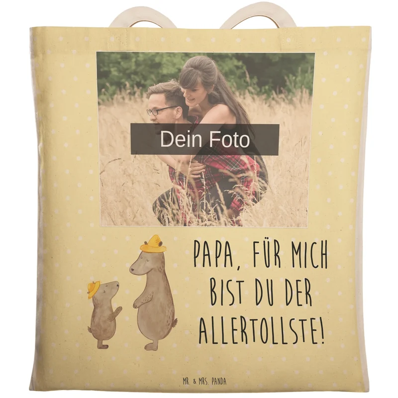 Personalisierte Foto Einkaufstasche Bären mit Hut