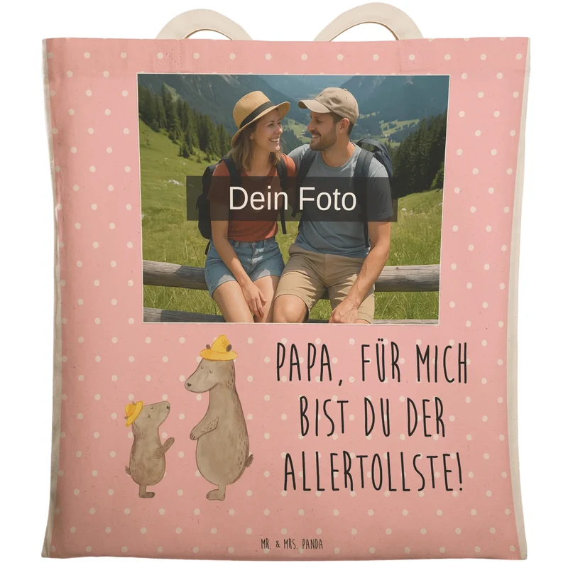 Personalisierte Foto Einkaufstasche Bären mit Hut