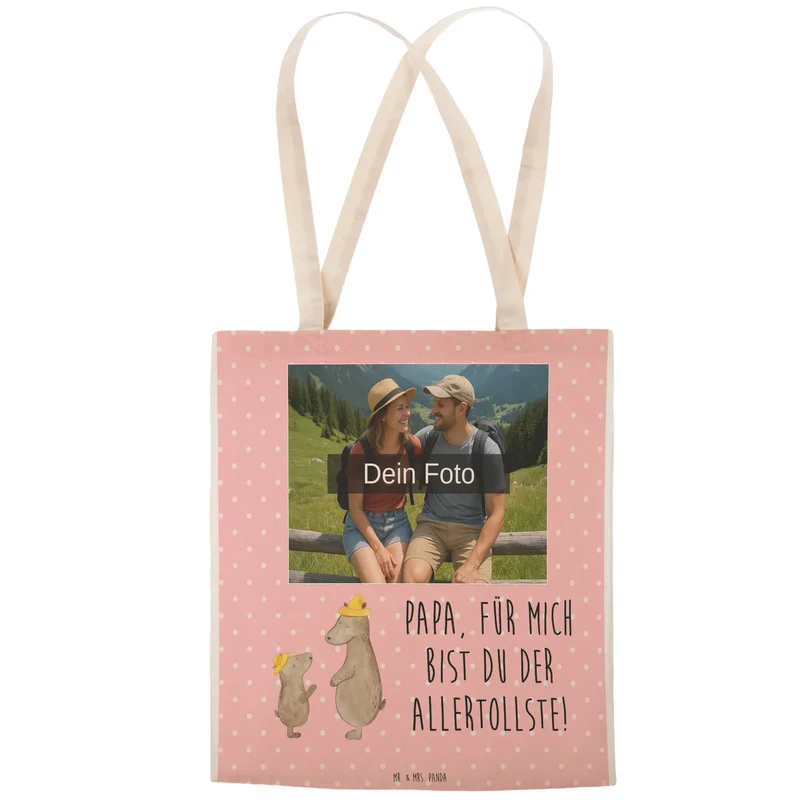 Personalisierte Foto Einkaufstasche Bären mit Hut