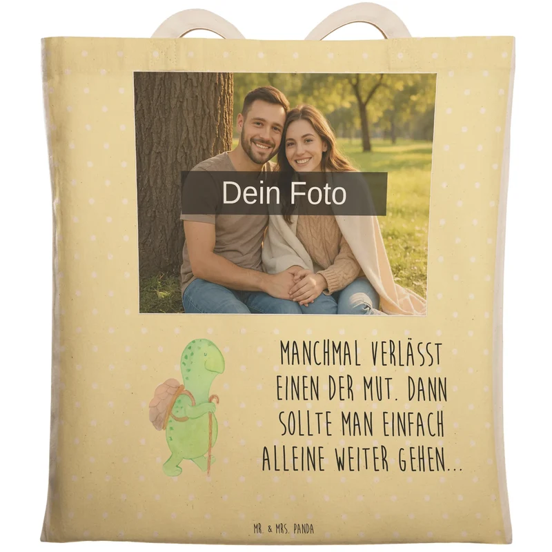 Personalisierte Foto Einkaufstasche Schildkröte Wanderer