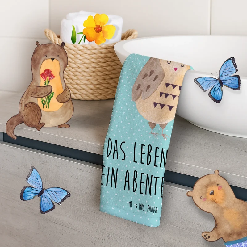 Gästehandtuch Eule Federschmuck