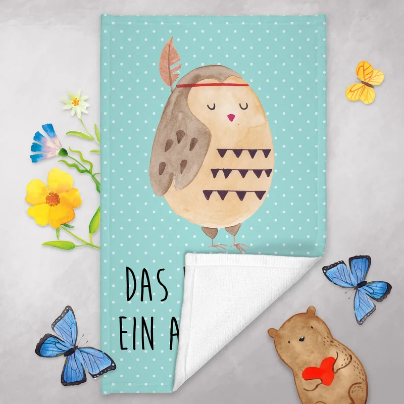 Gästehandtuch Eule Federschmuck