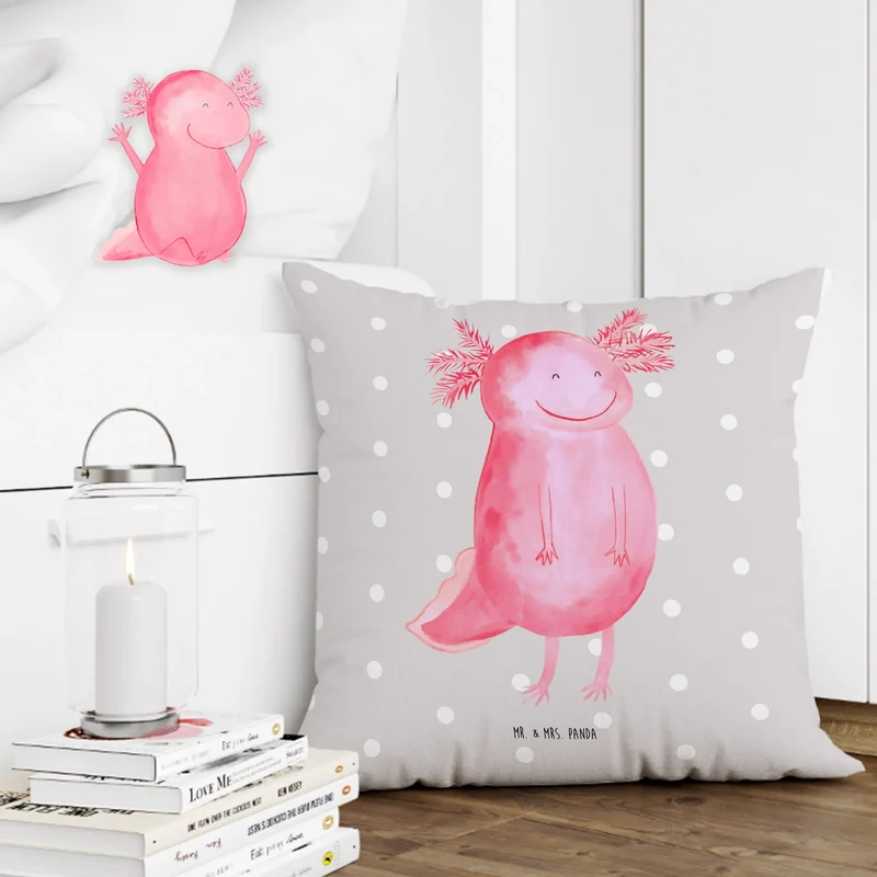 40x40 Kissen Axolotl Glücklich